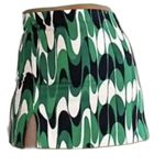 ZARA Womens Small Green Mini Skirt Geometric Jacquard High Waist A-line Retro Photo 1