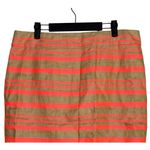 J.Crew Delfine Woven Weave Striped Straight Pencil Knee Skirt Slit 12 Tan Pink Photo 2