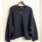 Old Navy NWT Womens Sweatshirt Navy Blue Quilted Pullover Zip Cropped Size XXL Photo 0