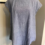 Free People  Short‎ Sleeve Chambray pullover tunic top with pockets blue small Photo 0