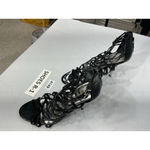 Womans Inc Lizzy Stiletto’s Sandals 10 M Black Strappy Open Toe Back Zip Photo 2