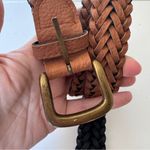 Vintage Brown Vegan Leather Braided Belt Womens S/M Boho Casual Classic Brass Photo 2