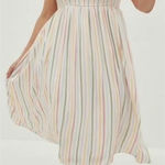 Torrid Smocked Midi Dress Striped Square Neck Tie Shoulder White Plus Size 1 Photo 0