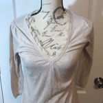 Loft Ann Taylor  beige long sleeve pullover V-neck Photo 5