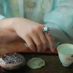 Natural Jade Glaze Lotus Classical Beauty Ring Blue Photo 0