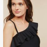 NWOT Women's Maternity Asymmetrical Ruffle One Piece Swimsuit, Black, Large Black Photo 2