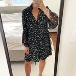 ZARA Floral Printed Lace Mini Long Sleeve Dress with Frills Photo 3