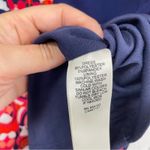 Eliza J  Navy Blue Striped Floral Print 3/4 Sleeve Shift Mini Dress Womens 6 Red Photo 6