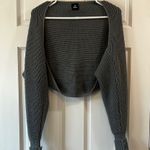 Echo Gray Chunky Knit Open Front Bolero Shrug with Long Sleeves Photo 0