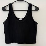 Aerie Women’s Black Cropped Tank Top Thick Cotton Crochet Cutout Basic Lounge XS Photo 0