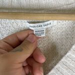 American Eagle  Neutrals Wide Stripe Oversized v Neck Knit Sweater Photo 5