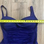 La Blanca  Blue Ruched Sweetheart Neck Island Goddess One Piece Swimsuit Sz 16W Photo 10
