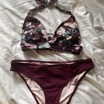 Kona Sol Maroon Floral Bikini Photo 0