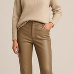 Wilfred  Vegan Leather Pants | Size 8 Taupe Beige‎ | Aritzia Chic Fall Winter Photo 0