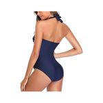 Brand New Womens Hawei Retro One Piece Navy Blue Halter Swimsuit Bathing Suit M Size M Photo 1