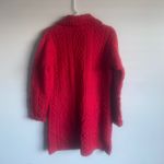 NWT Aran Crafts Ireland 100% Merino Wool Cable Knit Long Sweater Red Size Small Photo 4