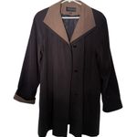 Gallery Vintage Black Brown Tan Trench Coat Medium Classic Long Overcoat Fall Photo 0