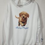 Puppy ''Feeling playful'' women's white hoodie medium Photo 0