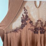 Free People  Saheli Embroidered Mesh Top Brown Sz S Brown Tunic Boho Cowboy Photo 5