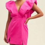 Luxxel Pink  Double Slit Open Back Puffy Sleeve Dress Size L Photo 0