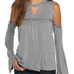 True Craft Womens Juniors Top Size XS Ruffle Cold Shoulder Gray Ruffled Photo 0