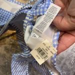 Aerie NWT  Blue and White Gingham Ruffle Crisscross Strap Bikini Top Size M Photo 4