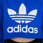 Adidas Vintage Y2K Trefoil Logo Blue Cropped Hoodie Photo 2