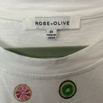 Rose + Olive  Women’s 2X White T-shirt Embroidered Fruit Detail Photo 3