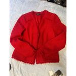 DKNY  Red Bouclé Frayed Edge Jacket Women's‎ Size 6 Photo 2