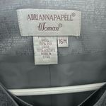 Adrianna Papell Woman 100% Silk Elegant Gray Ruffle Button Up Jacket Top Size 16 Photo 6