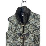 Vintage Baxis & Baxis Floral Tapestry Vest Faux Fur Collar Toggle Closure Small Brown Photo 1