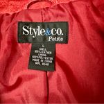 Style of New York Petite Women’s Sz L Red Suede Button Down Jacket Fall Festive Photo 8