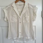 MOTHER The Line Your Pockets Top Blouse Button Down Collar Size S White cream Photo 3