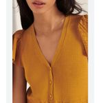 Ba&sh  Adana Pointelle Babydoll Cap Sleeve Knit Dress Mustard Yellow Lined Size 2 Photo 3