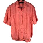Paul Harris Silk Shirt Women's M Coral Button‎ Up Short Sleeve Pockets Pink Size M Photo 0
