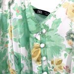 ZARA  Satin Green Floral Print Midi Dress Photo 9