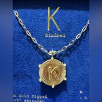 A New Day 14K Gold Dipped Diamond Ray Disc Initial "K" Pendant Necklace NEW Photo 4