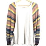 Free People  Rainbow Dreams Top L Large KNit Striped We the Free Boxy Boho Photo 1