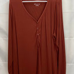 Ava & Viv  women's‎ burnt orange stretch ribbed button v-neck casual shirt 3X Photo 0
