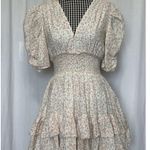 Cleobella  Sadie Mini Dress Women Small Peach Floral Ruffle 100% Cotton Photo 6