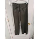 None Womens Olive Green High Waisted Button Front Flare Pants Photo 1