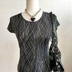 Vintage Black Sequin Top 90s Glam Sparkle Retro‎ Y2K 2000s Small Photo 0