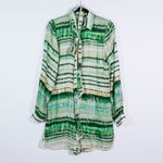 ALEXIS Florentyn Silk Blend Chiffon Collared button Down Belted Romper Emerald S Photo 0