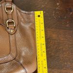 Tan Leather Shoulder Bag with Gold Hardware and Structured Shape Photo 6