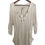 Saint Tropez West Ivory Grommet Neckline Swim Cover Up Tunic Top Size M Photo 0