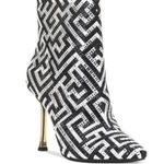 INC International Concepts Boots 6 Black Silver Embellished Gold Heel Booties Photo 1