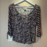 Lucky Brand Women’s Navy Blue Pink Floral Bohemian Boho Cotton Modal Top XS Photo 1