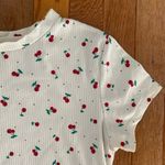 white red and green summer cherry shirt Size M Photo 3