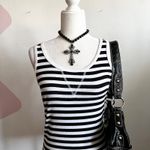 Faded Glory Black Striped Tank Top Vintage Y2K 2000s Casual Streetwear Indie Sleaze‎ Medium Photo 1