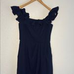 XScape Navy Blue Ruffle Off Shoulder Maxi Dress Formal Tulip Hem Event Wedding Photo 5